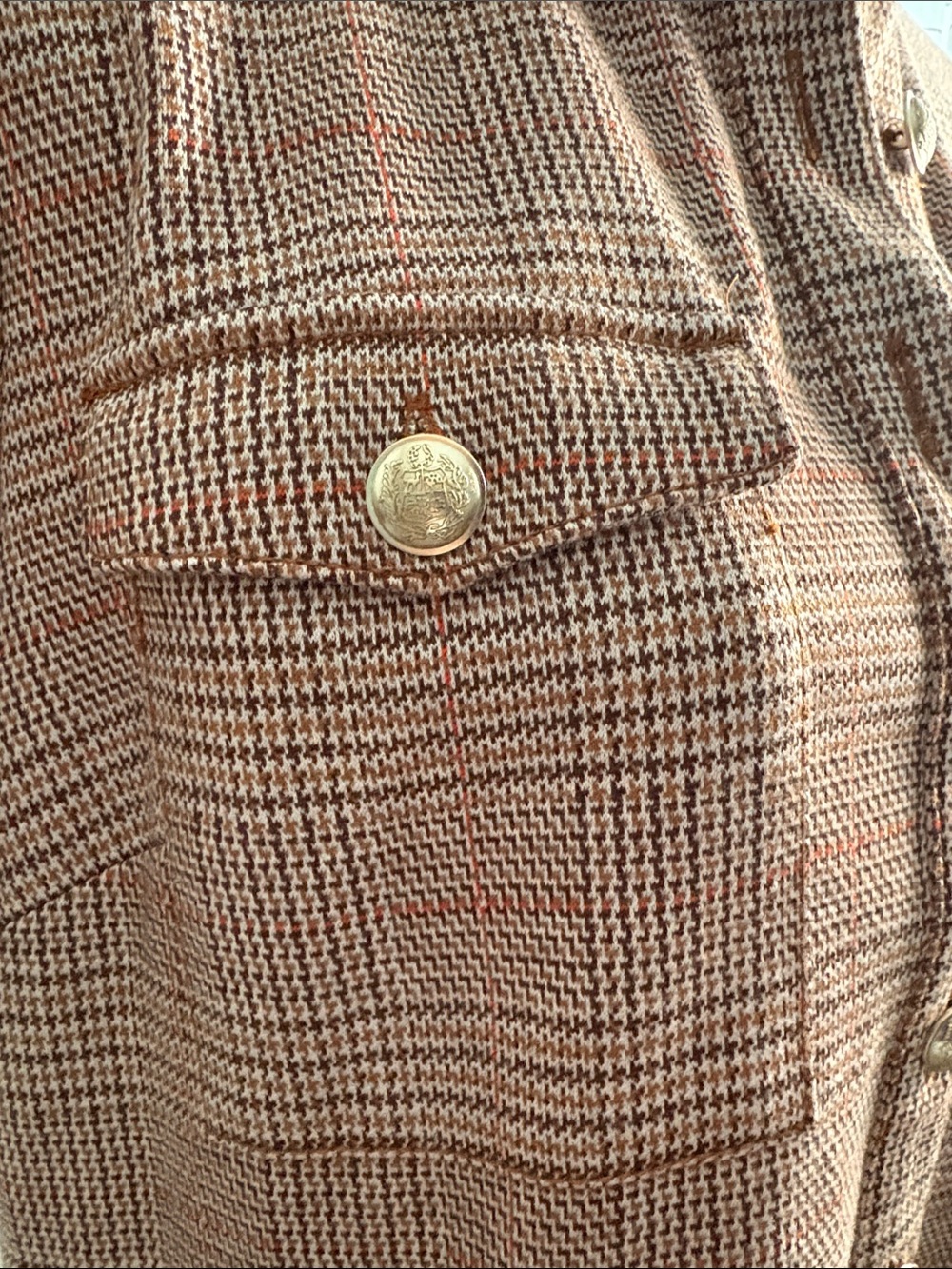 LOFT Brown and Rust Plaid Short Sleeve Button Dress - Picture 12 of 13